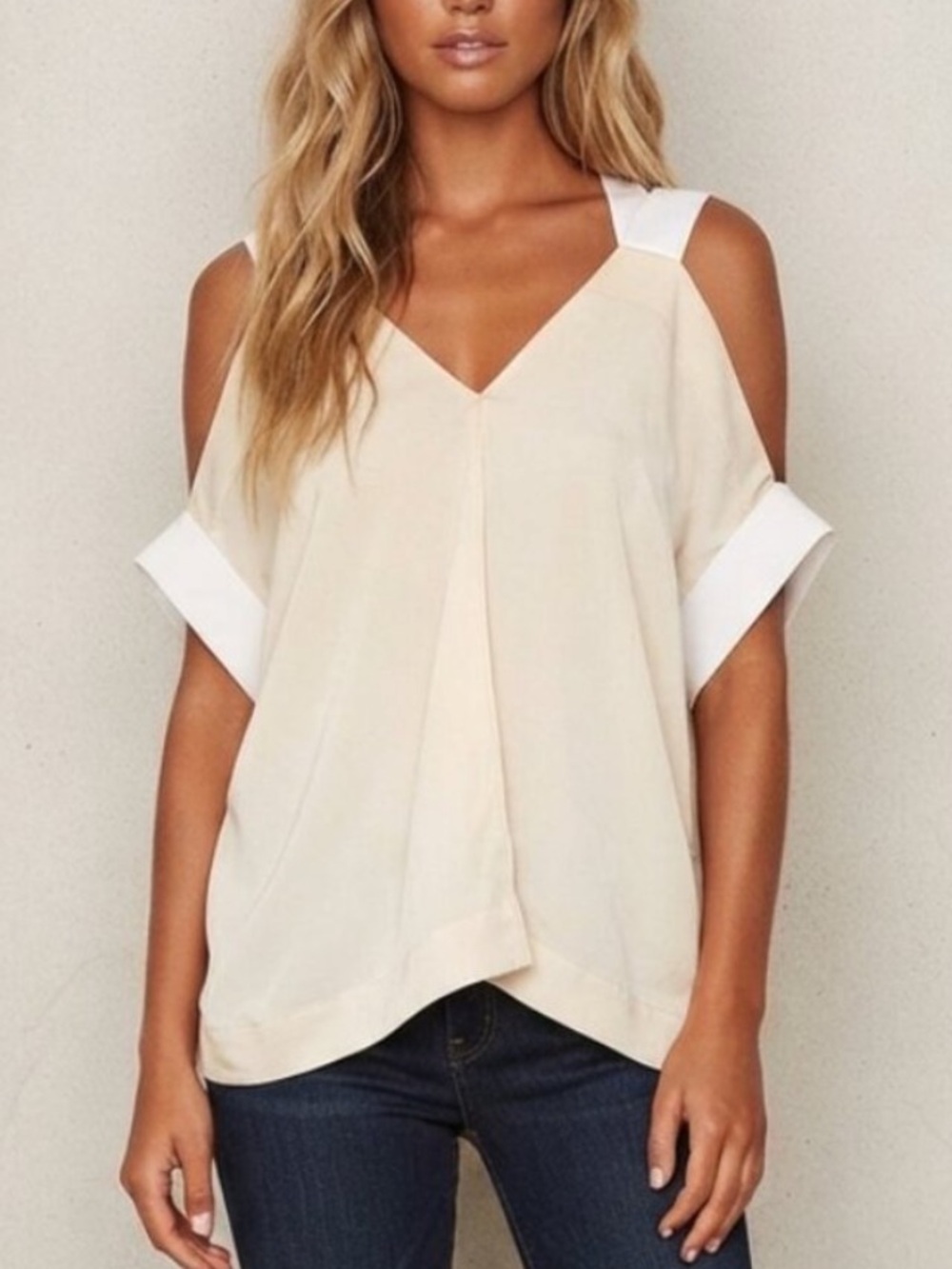 NEW Roland Mouret Off-White Leo Cutout Silk Top Size 10 8643